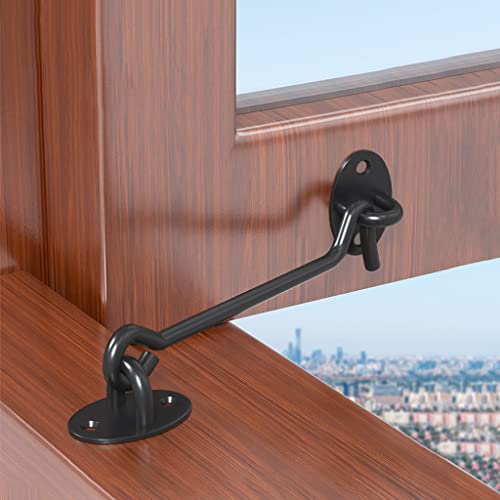HASTHIP 2Pcs 4 Inch Sliding Door Lock, Barn Door Lock Gate Latch, Gate Hooks and Eyes, Rust-Resistant Metal Gate Latch with Screws, Privacy Hooks Latch for Door, Window, Cabin, Barn (Black) HASTHIP 2Pcs 4 Inch Sliding Door Lock, Barn Door Lock Gate Latch, Gate Hooks and Eyes, Rust-Resistant Metal Gate Latch with Screws, Privacy Hooks Latch for Door, Window, Cabin, Barn (Black)